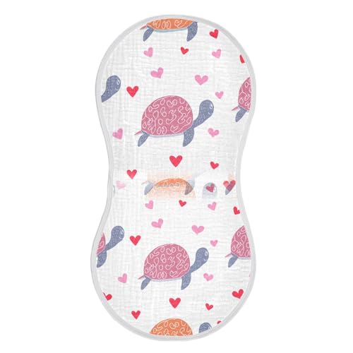 Muslin Baby Burp Cloths, Turtles Hearts Soft Cotton Soft Burp Cloths for Newborns​​, Extra Absorbent Burp Cloths 2-Pack​​, 22 x 11 Inch2
