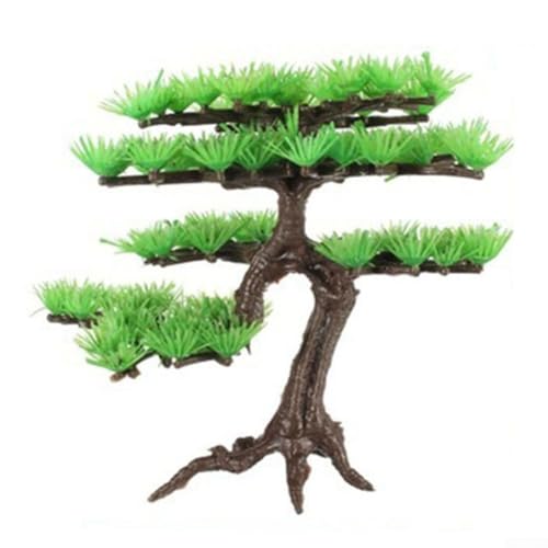 Honseadek Künstlicher Kiefern-Bonsai – realistische grüne Kunststoff-Topfpflanze Dekor für Zuhause, Büro, Schlafzimmer, Wohnzimmer, Hotel, Restaurant, 19 x 10 x 16 cm (A)