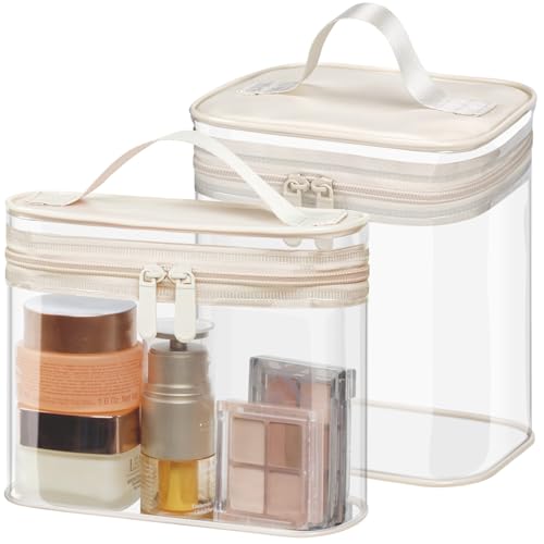 PACKISM Clear Travel Makeup Bag, TSA Approved, Beige