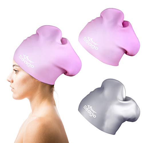 Swim Cap Long Hair 2 Pack Swimming Cap for Women