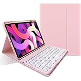 iPad 11インチ 2025(A16)/iPad 第10世代 10.9 インチキーボード ケース 人気 超軽量 ペンシルホルダー付きカバー 脱着式 ワイヤレス bluetooth キーボード 付き ペン収納 丸形 キー 人気 かわいい 可愛い，ピンク