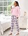 Bresdk Schlafanzug Damen Lang Pyjama Baumwolle Hausanzug mit Taschen Lounge Set Rosa L