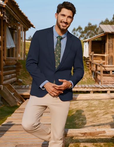 PJ PAUL JONES Men's Casual Sport Coats One Button Slim Fit Blazer Lightweight Notched Lapel Solid Suit Jacket4