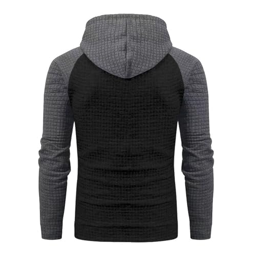 Mens Hoodies Pullover Big and Tall Long Sleeve Drawstring Hooded Sweatshirts Casual Color Block Waffle Knit Sweaters3