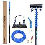 Aquaspray Venom 40FT Carbon Fiber Water Fed Pole Kit, Lightweight Telescopic High Reach Window & Solar Panel Cleaning Pole with Anti-Spin Clamps, 10' Dual-Trim Brush, 3/4' Quick-Connect