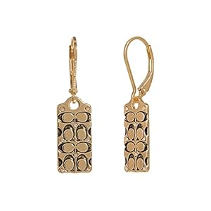 COACH Quilted C Tag Drop Earrings