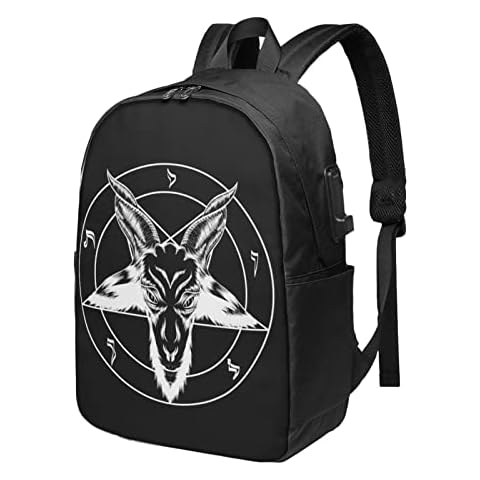 Baphomet Satan Travel Laptop Backpack Durable Daypacks Business School Backpack With Usb for Men Women Boys Girls 17 Inch Cover
