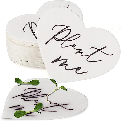 50 Plantable Wildflower Party Favor Paper, Ecological Heart Shaped Babyshower