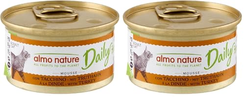Almo Nature Daily- Nassfutter für Erwachsene Katzen- Mousse- Truthahn- 85 g, Packung mit 24 (Packung mit 2)