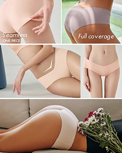 Image of Women's Seamless Bikini Panties Soft Stretch Invisibles Briefs No Show Hipster Underwear cheeky 9 pack XS-L