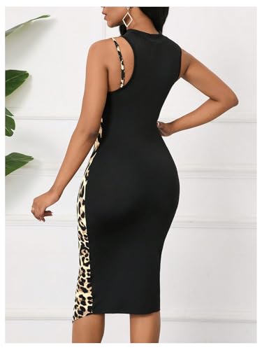 Image of GORGLITTER Women's Cheetah Leopard Print Bodycon Midi Dress Patchwork Y2K Summer Going Out Cocktail Church Sundress 2026