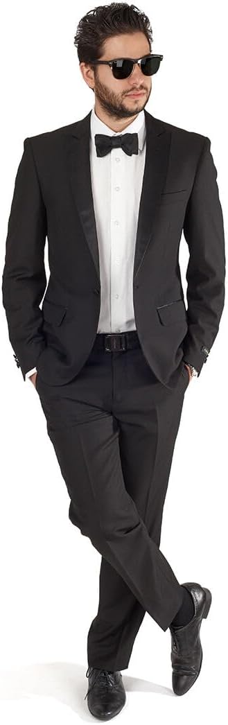 Slim Fit 1 Button Peak Satin Lapel Men's Tuxedo AZAR