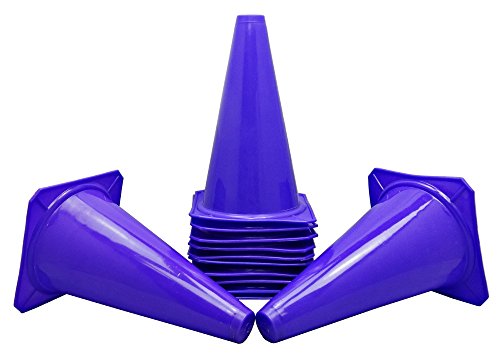 Bluedot Trading Speed & Agility Sports Equipment Training, 9-inch Colored Cones for Soccer, Football Drills, Track, Indoor Outdoor Activity, 12-Pack, Purple