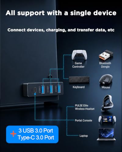 Image of JZW-Shop 4 Ports USB 3.0 Hub for Xbox Series S, 3 USB 3.0 and 1 Type C High Speed USB Hub Splitter Expansion Adapter Compatible with Xbox Series S Console