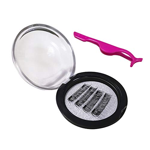 2D Magnet False Eyelashes for Natural Look,with Premium Metal Eyelash Tweezers,No Glue Lightweight 100% Handmade Charming Eyelashes
