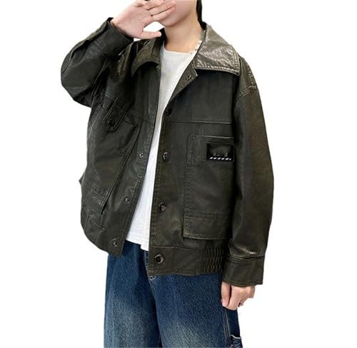 Betusline Boys Snap Button PU Leather Motorcycle Jacket, 4-14 Years
