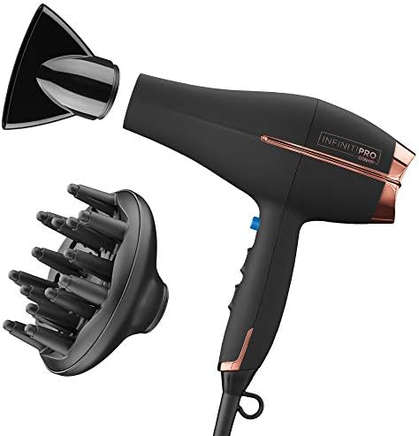 INFINITIPRO BY CONAIR Hair Dryer, 1875W AC Motor Pro Hair Dryer with Ceramic Technology, Includes Diffuser and Concentrator, Black