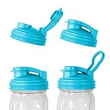 reCAP Mason Jar | Pour Lid with Foldout Carry Loop | Regular Mouth | Aqua Leak-Proof Seal | 4-Pack, USA Made