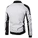 AOWOFS Men's PU Faux Leather Jacket White Black Moto Bomber Fashion Slim Fit Coat (X-Small, White)