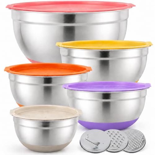 Set de 5 tazones para mezclar con tapas herméticas de acero inoxidable miniatura 1