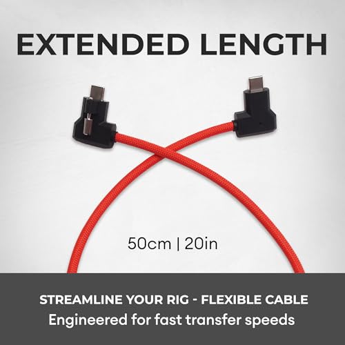 Image of XLCS Locking EVF Cable for Blackmagic Pyxis and URSA Cine 12K - USB-C 3.1 /3.2-20Gbps - 100W Power - Secure Lock - High-Speed Pyxis Monitor Cable - Durable and Reliable(50cm (20 inch) - RED)