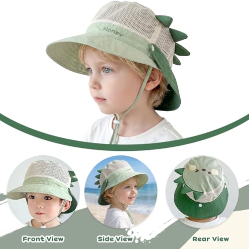 Image of SNOWIE SOFT Wide Brim Sun Hat for Kids Girls with Neck Flap Shawl, UPF 50+ Adjustable Chin Strap Sun Protection Hat for Girls 2-10 Years Old, Summer Breathable Sun Visor Hat Windproof Beach Hat