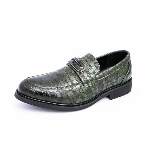 Men's Crocodile Printed Leather Slip On Penny Loafers with Platform Block Heel Business Formal Dress Shoes Lightweight Soft Comfortable Fit for Party Wedding Office Casual Dating