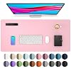 Aothia Leather Desk Pad Protector, Mouse Pad, Office Desk Mat, Non-Slip PU Leather Desk Blotter, Laptop Desk Pad, Waterproof Desk Writing Pad for Office and Home (31.5″ x 15.7″, Fairy Pink)