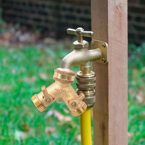 Xiny Tool Brass Garden Hose Splitter (2 Way), Solid Brass Hose Y Splitter 2 Valves With 2 Extra Rubber Washers #TOP6