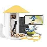 Birdfy -Smart Bird Feeder Camera, Auto Record and Save Bird Videos & Push Motion Notification, Clear Night Vision, Wireless Bird Box Camera, Camera Bird Feeders with App, Yellow Image