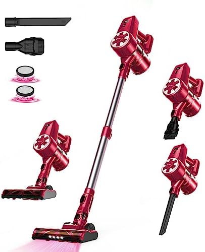 UMLo Cordless Vacuum Cleaner, 6-in-1 Lightweight Stick Vacuum, Powerful Rechargeable Vacuum Cleaner with 2200 mAh Battery, 40 Mins Max Runtime, Perfect for Hard Floor Carpet Pet Hair Home-N3S