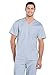 Men Scrubs Set Workwear Professionals WW695 V-Neck Top & WW190T Tapered Leg Fly Front Cargo Pant, Grey- L Top/L Tall Pant