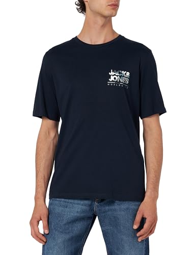 JACK & JONES Jjluke tee SS Crew Neck Camiseta, Navy Blazer/Print:Small, XL para Hombre