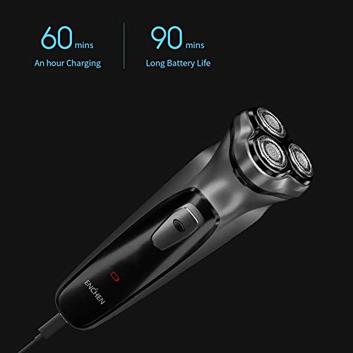 KKMOON Barbeador Elétrico Rotativo com Aparador de Pêlos Pop-up Navalha Wet & Dry para Homens