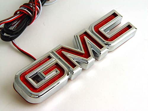 gmc logo emblem - Autogem Compatible for Officially Licensed GMC Tailgate Emblem Licensed LED Light GMC Logo (Chrome)