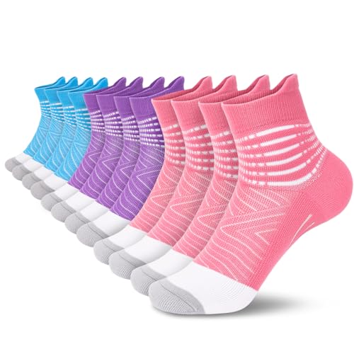 Image of IRAMY Compression Ankle Support Socks Women - Wicking, Cushioned Athletic, Plantar Fasciitis Relief 2 /3 /6 Pairs