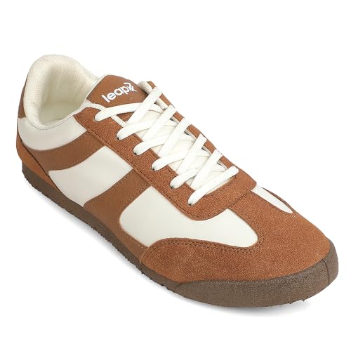 Image of Liberty LEAP7X DECIAN-4E Sneakers for Men - Red & Brown Lace-Up Casual Shoes | Memory Foam Cushioned Insole, Lightweight Low-Profile Sneakers, Walking, College, Travel & Casual Outings