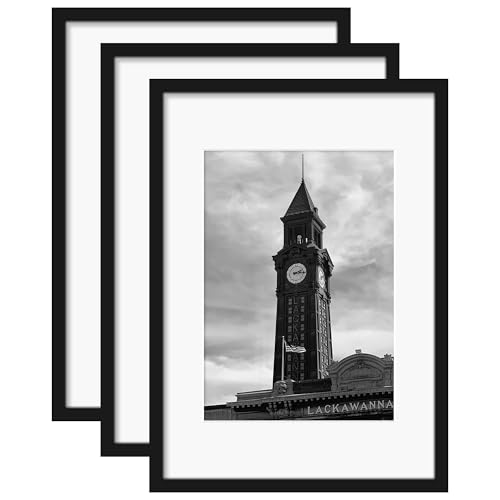 Wiscet A2 Picture Frame Set of 3, Display Pictures 11.7x16.5 with Mat or 16.5x23.4 Poster Frame without Mat, Wall Gallery Photo Frames, Black