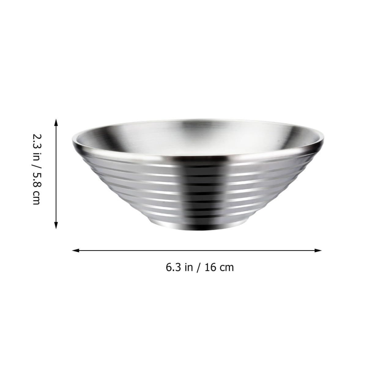 Supvox Edelstahl Suppenschüssel 16 cm Doppelwandig Isoliert – Ramenschüssel für Suppe Nudeln Reis und Salat Lebensmittelechte Servierschüssel für Küche und Haushalt