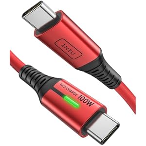 INIU USB C to USB C Charger Cable, [2m Red] 100W PD3.0 Type C Cable Fast Charging, Phone Charger USB-C Data Lead for MacBook Pro iPad Air iPhone 17 16 Samsung S25 S24 Ultra Pixel 10 Pro Swit