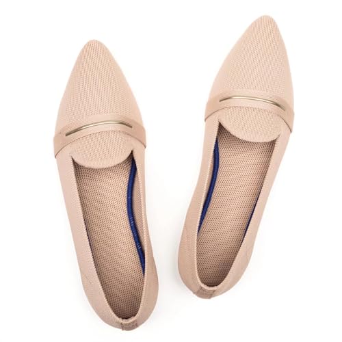 Image of Frank Mully Women's Casual Loafer Flats Slip On Loafer Shoes Comfortable Knit Flat Shoes Classics Pointy Toe Loafer Flats,for Work,Travel