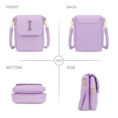Image of Gift for Girls Small Initial Crossbody Bag for Teens Vegan Leather Cell Phone Kids Purse