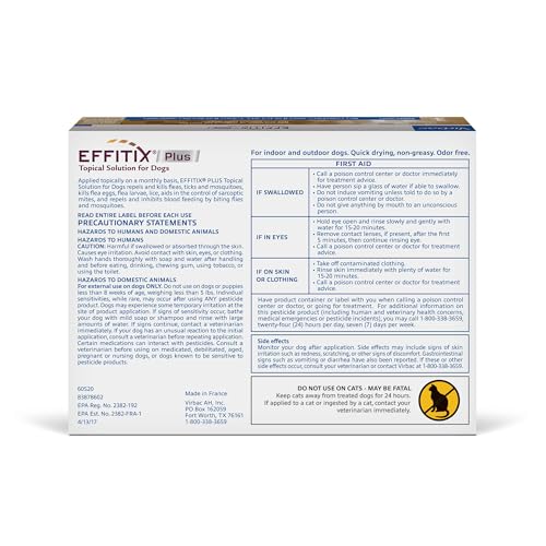 Effitix Plus Topical Solution for Dogs - Flea and Tick for Toy Dogs (5-10.9lbs), 3 Doses, Waterproof Topical Prevention (by Virbac) - Thumbnail 2