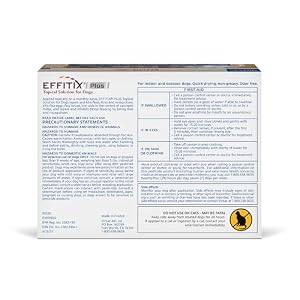 Effitix Plus Topical Solution for Dogs - for Dog Flea and Tick for Toy Dogs (5-10.9lbs), 3 Doses, Waterproof Topical Prevention (by Virbac) Effitix Plus Topical Solution for Dogs – for Dog Flea and Tick for Toy Dogs (5-10.9lbs), 3 Doses, Waterproof Topical Prevention (by Virbac)