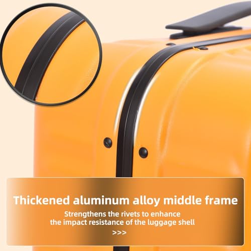 Image of Kaleenie 29 Inch Aluminum Checked Luggage with Side Opening Zipper, Lightweight Hardshell ABS+PC Suitcase with TSA Lock, 360 Universal Wheels, Orange