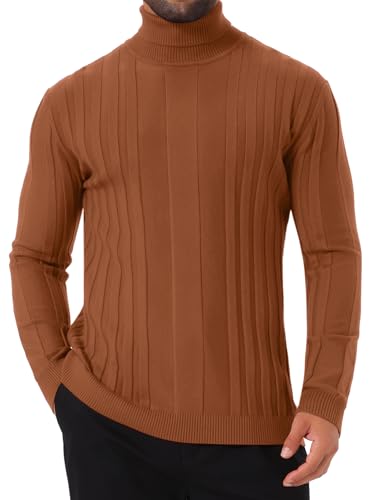 Men's Turtleneck Sweaters Solid Color Turtle Neck Warm Knitted Pullover Sweaters