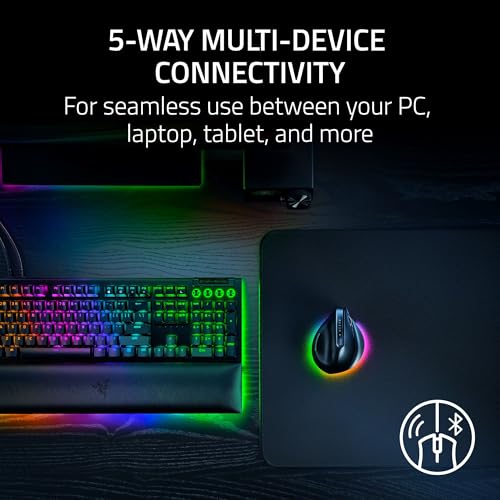 Razer Pro Click V2 Vertical Wireless Mouse: 6 Button Ergonomic Design - One Click AI Prompt - Supports Windows & Mac - Multi Device Connectivity via 2.4GHz, Bluetooth, or USB C Wired Mode - Chroma RGB by Razer - Image 4