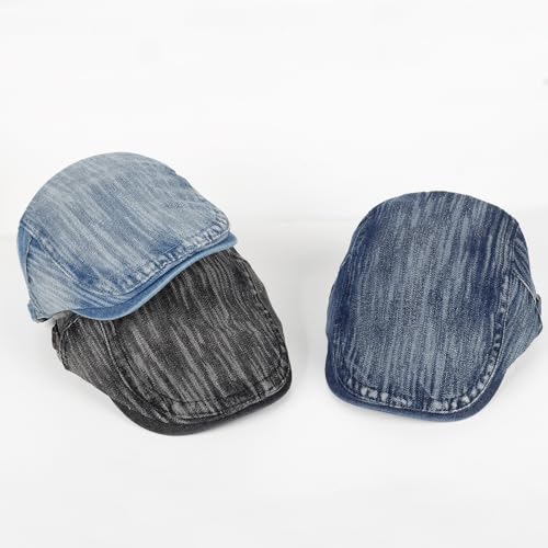 Image of 3Pcs Men's Newsboy Caps Cotton Cooling Hat Adjustable Flat Cap for Men