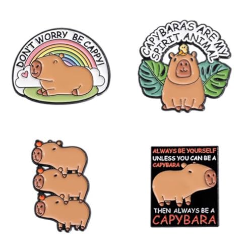 Cartoon Capybaras Enamel Pin Capybaras Are My Spirit Animal Don't Worry Be Cappy Brooches Lapel Badge Cute Ainmal Jewelry Gifts for Lover Girl Friends