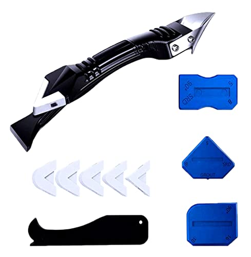 Caulking Tools- 3 in 1 Silicone Caulking Toolsï¼stainless steelhead)- Caulk Remover, Glass Glue Angle Scraper & Grout Removal Tool for Kitchen Bathroom Window Sink Joint